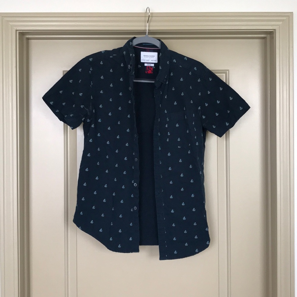 Denim & Flower Blue-Green Sailboat Button Down